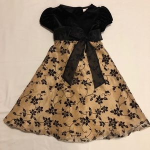 Rare Editions Velvet Lace Puffed Sleeves Dress